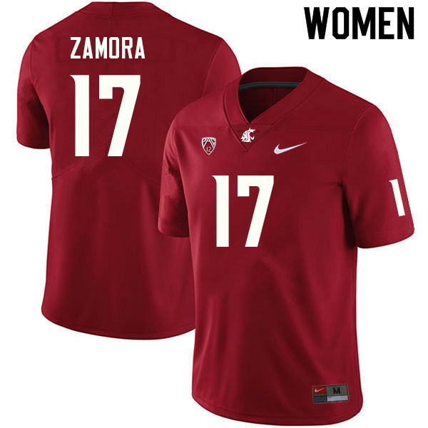 Women #17 JP Zamora Washington State Cougars College Football Jerseys Sale-Crimson
